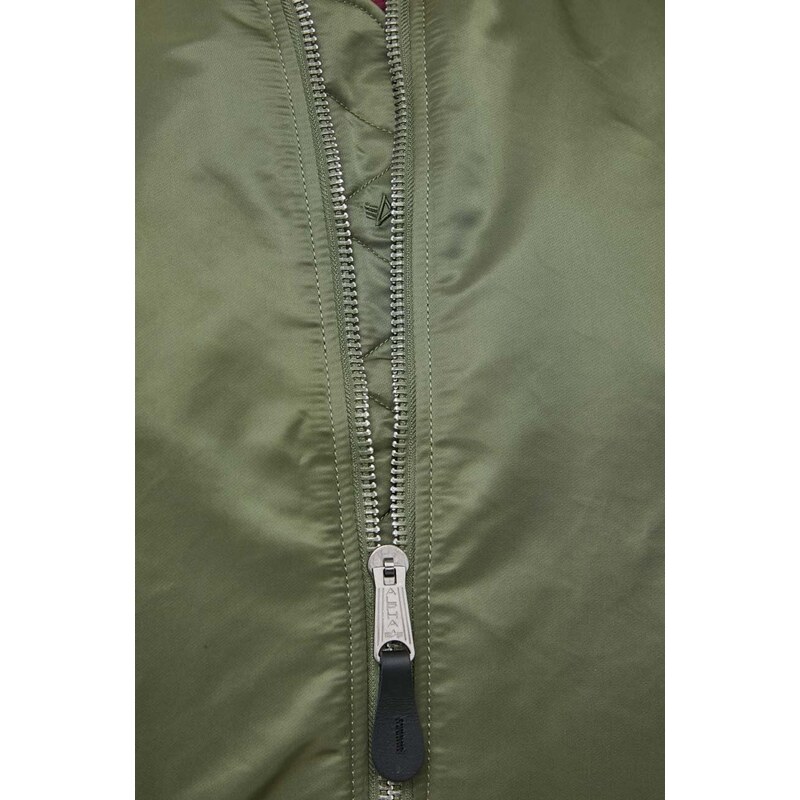 Oboustranná dětská bomber bunda Alpha Industries MA-1 pánská, zelená barva, přechodná, 100101.01