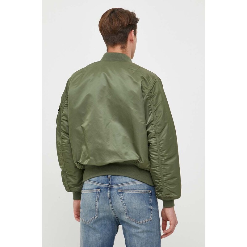 Oboustranná dětská bomber bunda Alpha Industries MA-1 pánská, zelená barva, přechodná, 100101.01