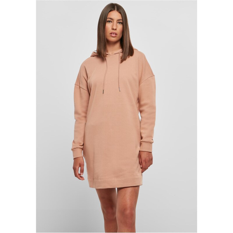Urban Classics Dámské organické oversized froté šaty s kapucí jantarové barvy