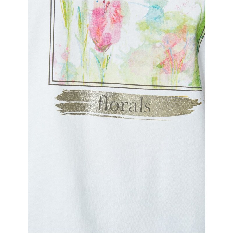 Koton Relax Fit T-Shirt with Floral Print Cotton