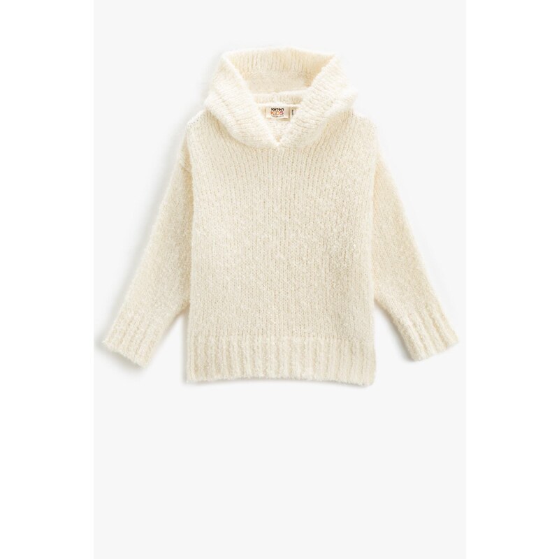 Koton Hooded Knit Sweater Basic Soft Textured Long Sleeve