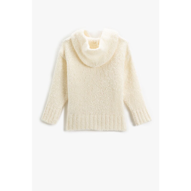 Koton Hooded Knit Sweater Basic Soft Textured Long Sleeve