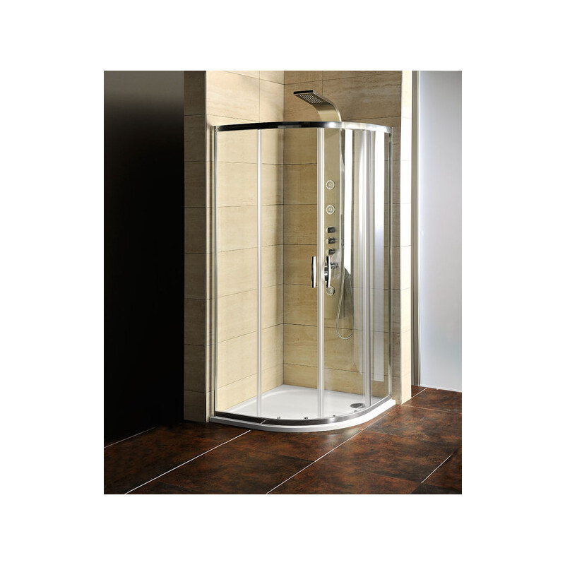 Sapho Čtvrtkruhová sprchová zástěna s vaničkou z litého mramoru 900x900x1900mm, čiré sklo