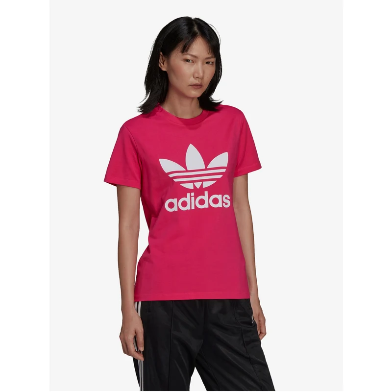 Tmavě růžové dámské tričko adidas Originals - GLAMI.cz