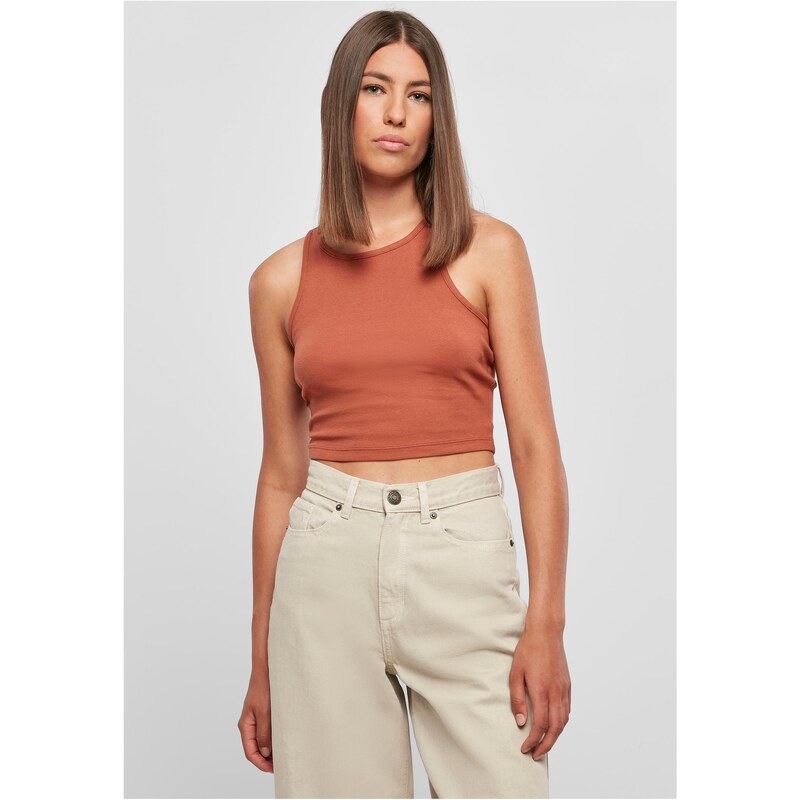 Urban Classics Dámská terakota Cropped Rib Top