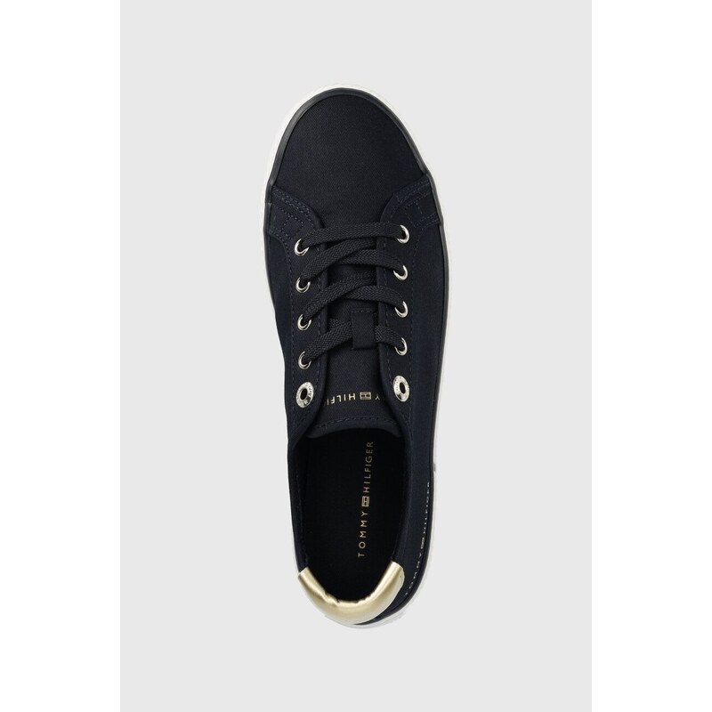 Tenisky Tommy Hilfiger LACE UP VULC SNEAKER dámské, tmavomodrá barva, FW0FW06957