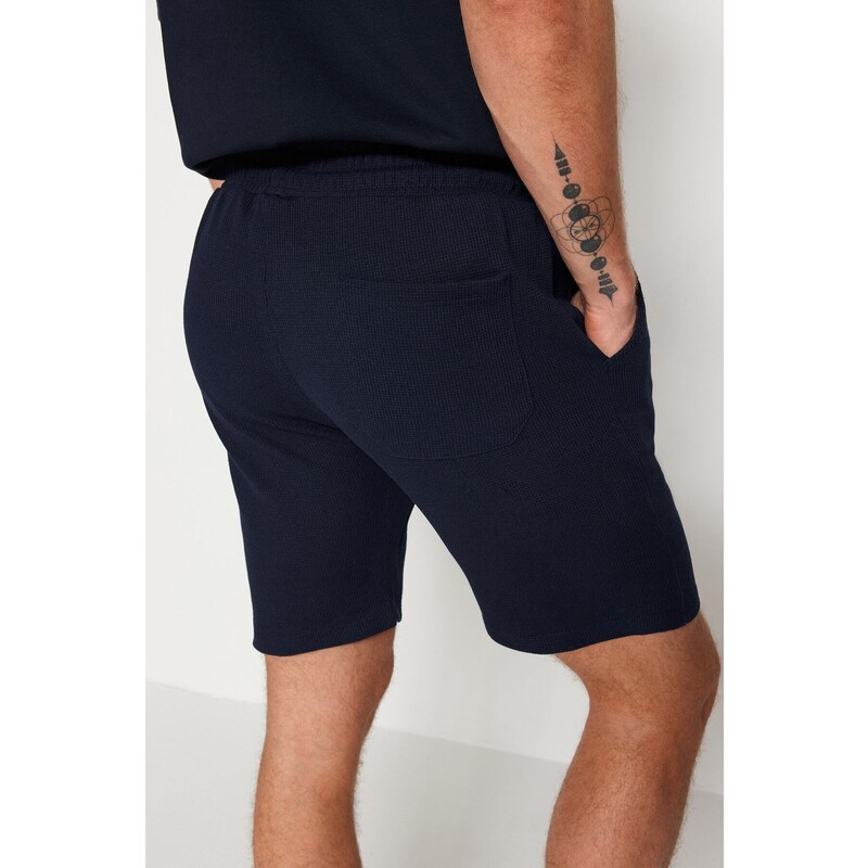 Trendyol Navy Blue-Beige Drawcord Shorts & Bermuda