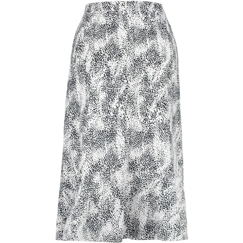 Trendyol Knitted Black Midi Skirt With Ruffles and Animal Patterns