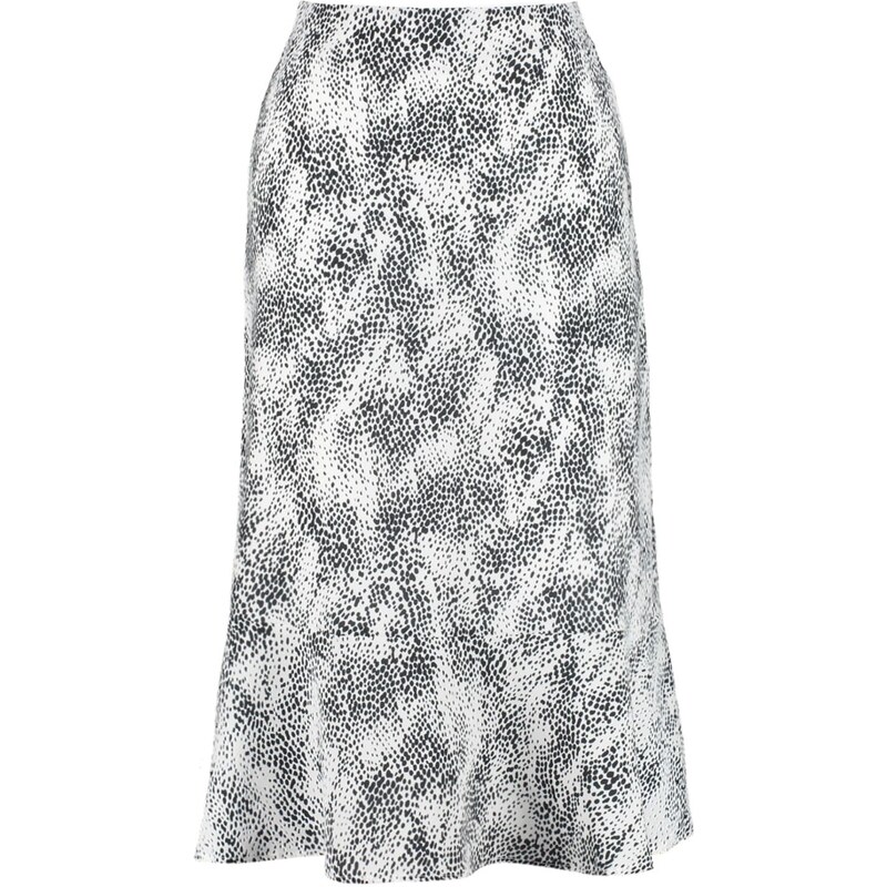 Trendyol Knitted Black Midi Skirt With Ruffles and Animal Patterns