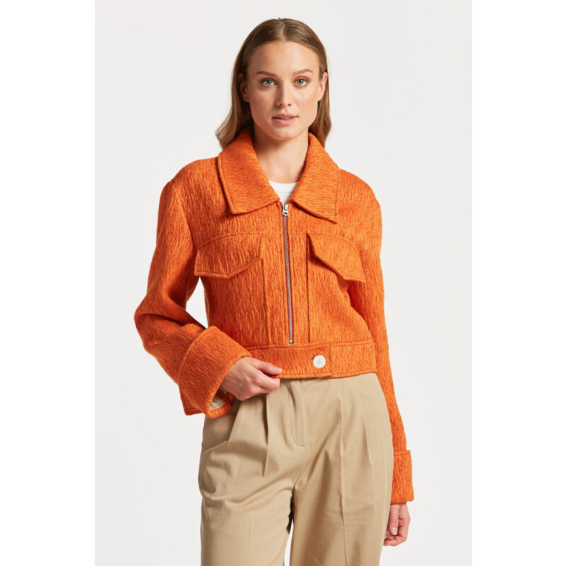 BUNDA GANT CROPPED BOUCLE JACKET oranžová M