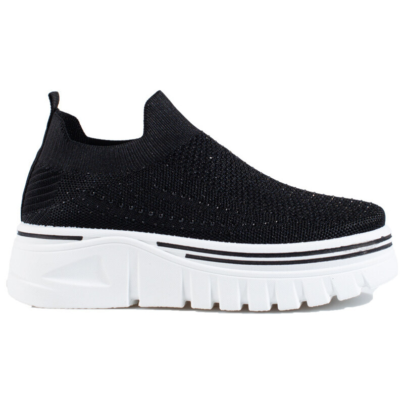 SHELOVET Fabric black sports shoes on thick sole T.Sokolski