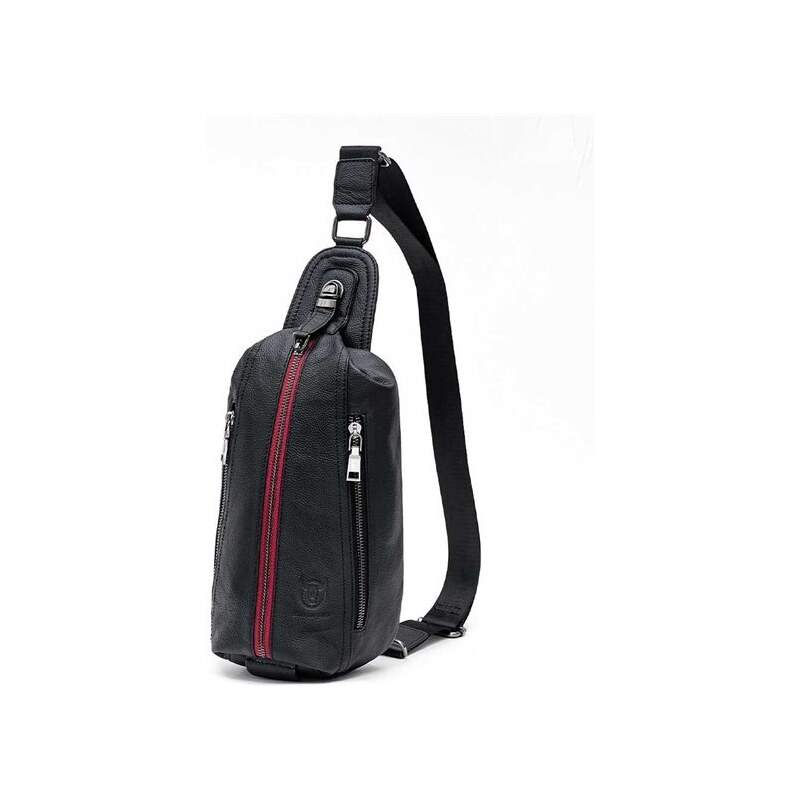Bullcaptain kožená taška přes rameno Oddvin Černá 6L BULLCAPTAIN XB014