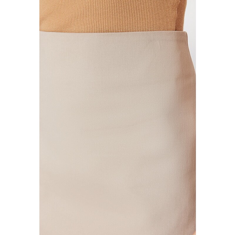 Trendyol Beige Basic High Waist A-line Mini Length Woven Skirt