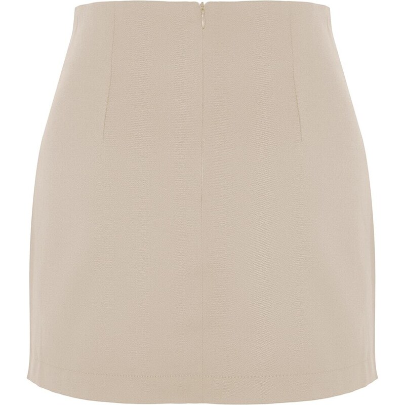 Trendyol Beige Basic High Waist A-line Mini Length Woven Skirt