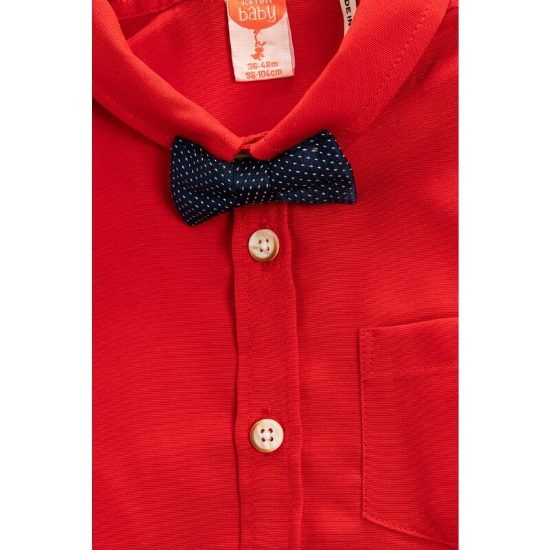 Koton Shirt with Bow Tie Short Sleeved One Pocket