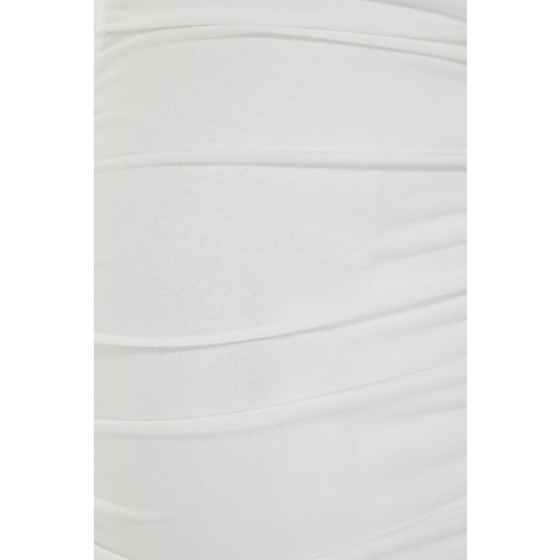 Trendyol Ecru Body-Fitting Pletené Okno / Vystřižené Detailní Svatební Večerní Šaty