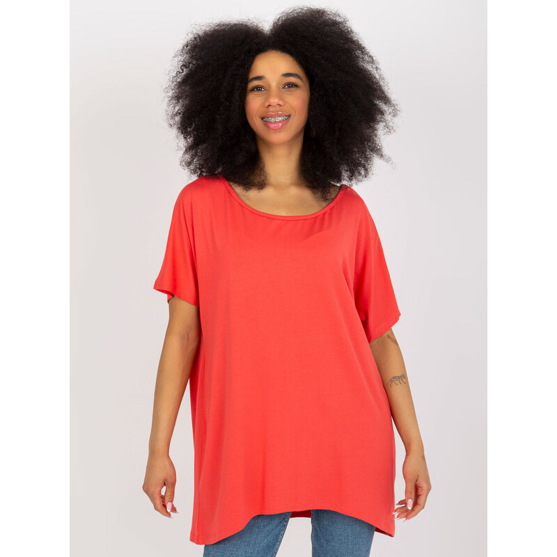 Fashionhunters Coral oversized viskózová basic halenka