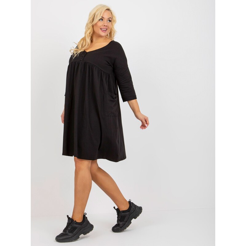 Fashionhunters Černé mikinové šaty plus size basic s kapsami