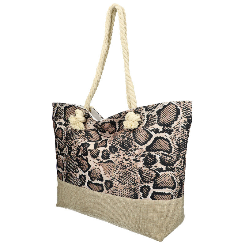 Linea Moda Velká plážová taška v hadím designu HB017 meruňková