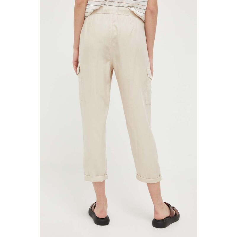 Kalhoty Pepe Jeans JYNX dámské, béžová barva, kapsáče, medium waist
