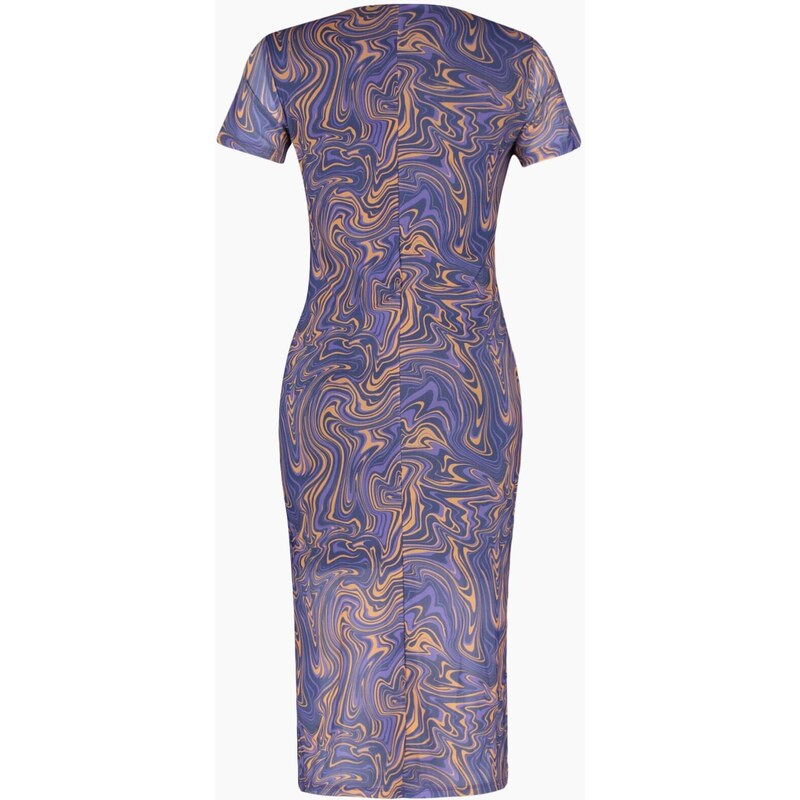 Trendyol Blue Printed Midi Tulle Dress