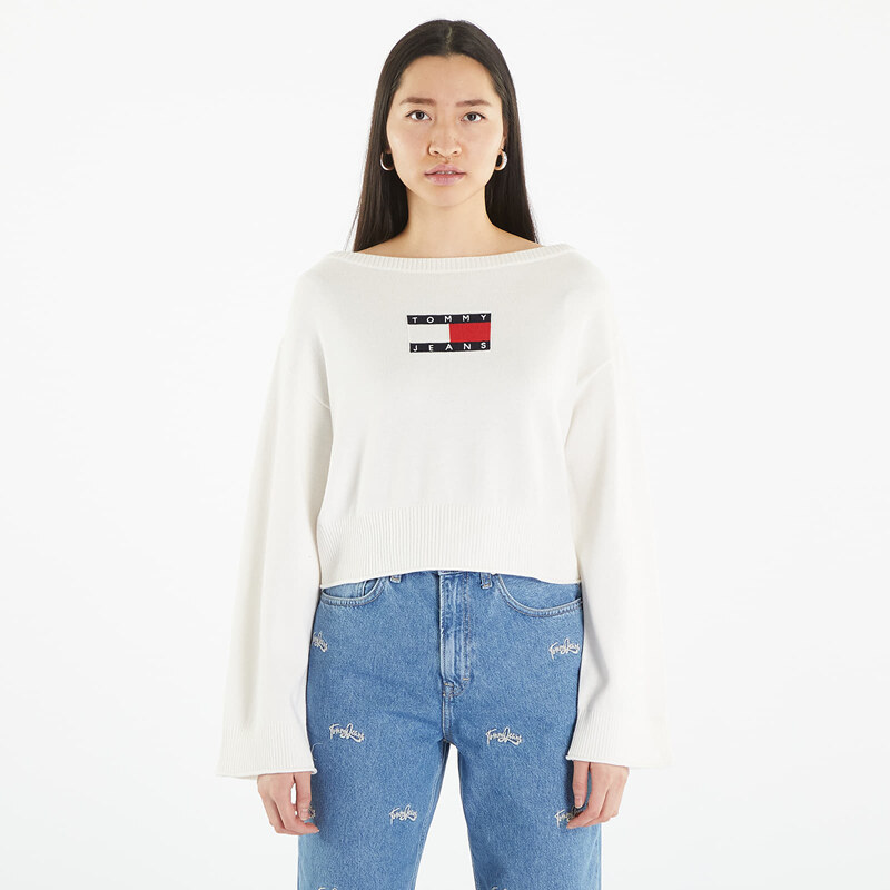 Tommy Hilfiger Dámský svetr Tommy Jeans Lw Center Flag S Pullover White