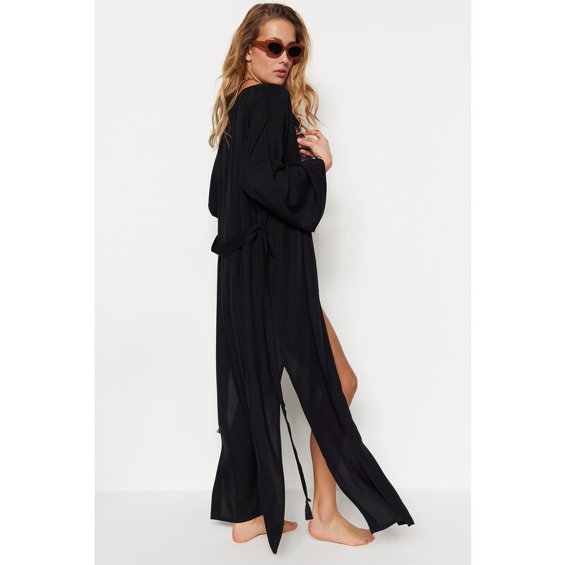 Trendyol Maxi Woven Kimono & Kaftan with Black Belt