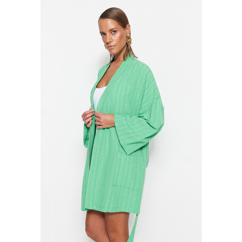 Trendyol Mini Woven Kimono & Caftan with Green Belt