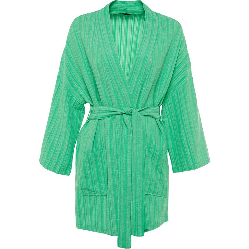 Trendyol Mini Woven Kimono & Caftan with Green Belt