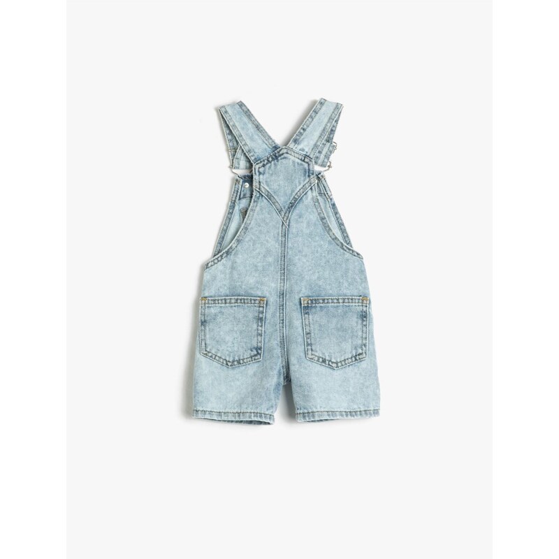 Koton Denim Bib Overalls Shorts With Pocket Cotton Cotton