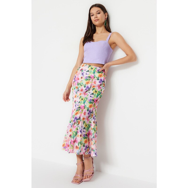 Trendyol Multicolored Floral Patterned Maxi Length Woven Skirt