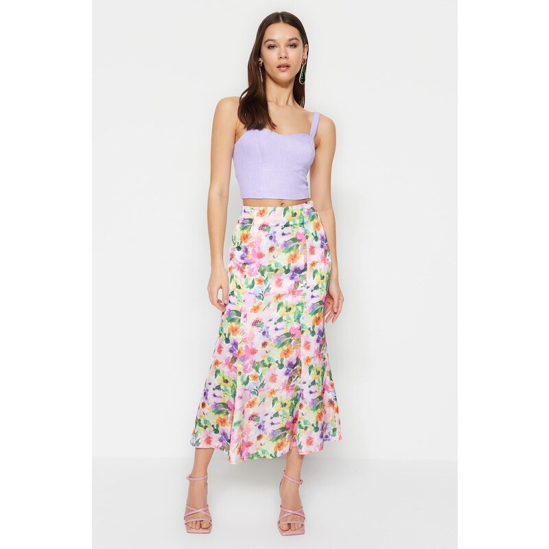 Trendyol Multicolored Floral Patterned Maxi Length Woven Skirt