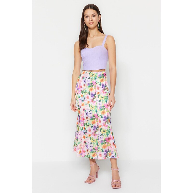 Trendyol Multicolored Floral Patterned Maxi Length Woven Skirt