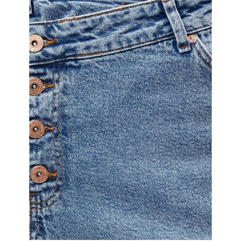 Koton Denim Skirt with Slits, Button Detailed, Pocket. Cotton