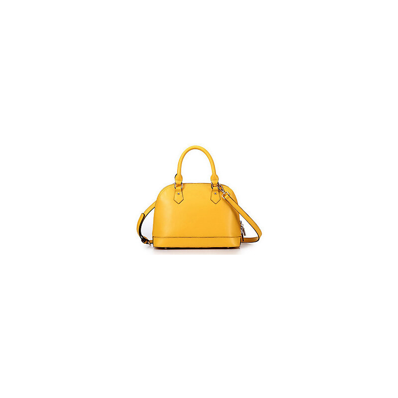 LightInTheBox MEFAS Simple Genuine Leather Tote/Crossbody Bag(Yellow)