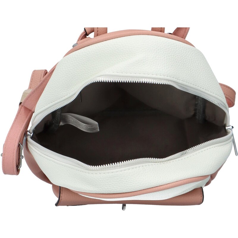 BELLA BELLY Dámský koženkový batoh s přední kapsou Iris, bílo-růžový