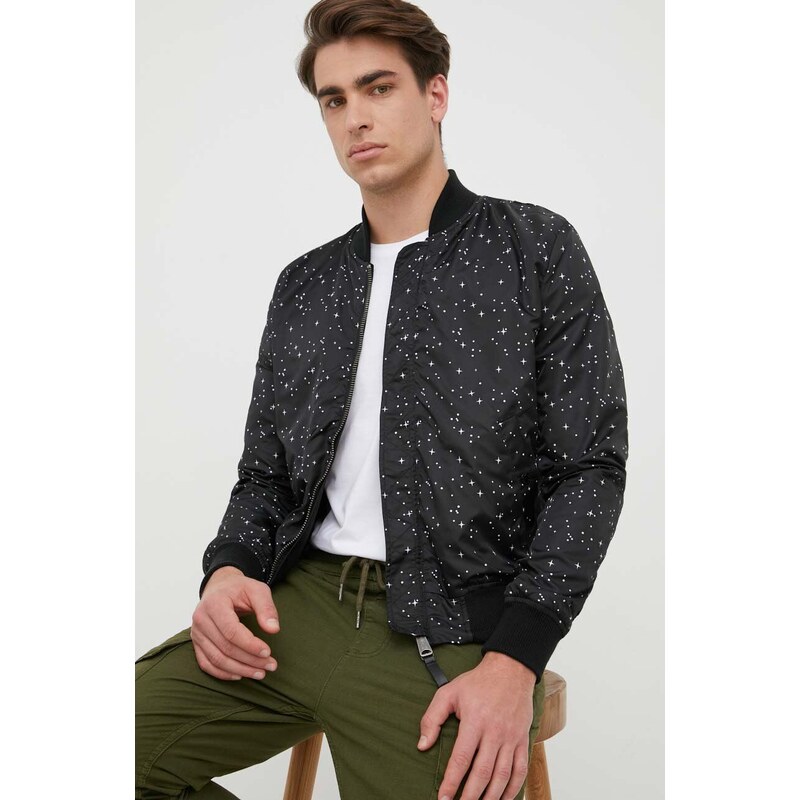 Oboustranná dětská bomber bunda Alpha Industries pánská, černá barva, přechodná, 186101.03-Black