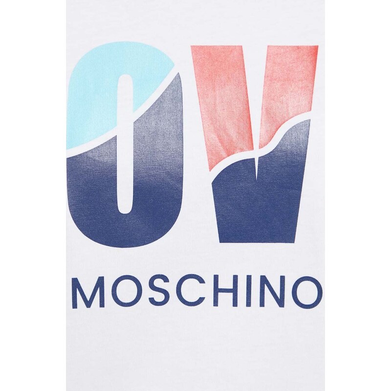 Bavlněné šaty Love Moschino bílá barva, mini