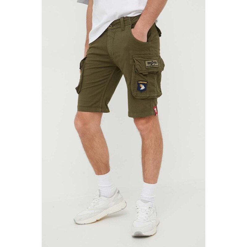 Kraťasy Alpha Industries pánské, zelená barva, 186209.142-DarkOlive