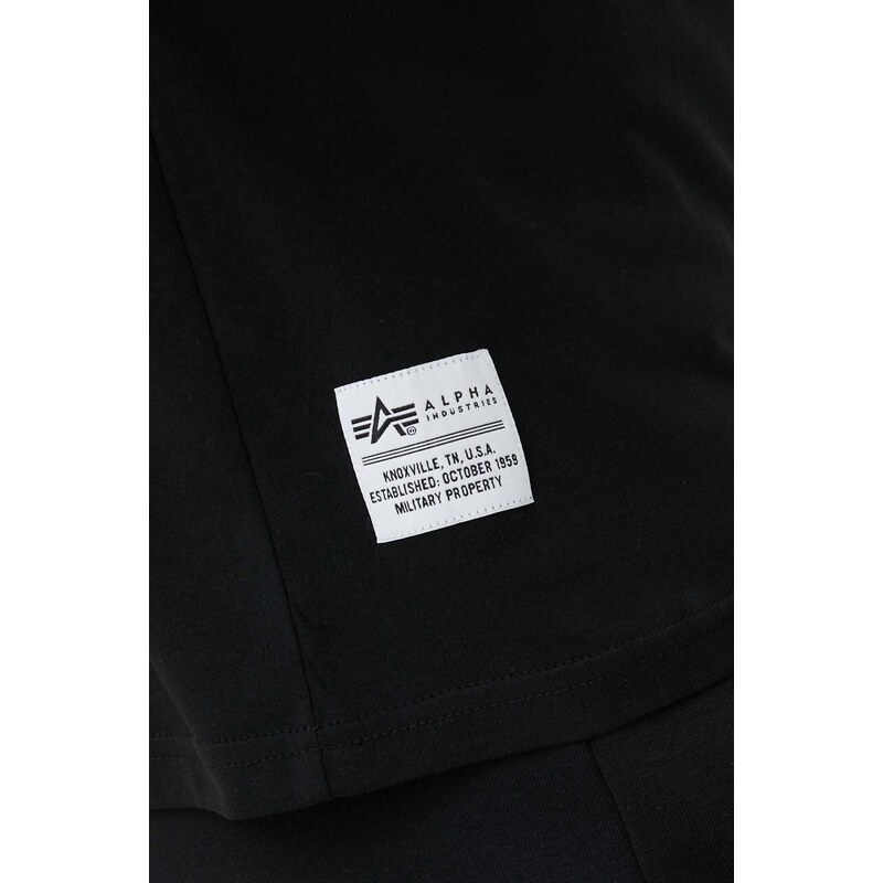 Bavlněné tričko Alpha Industries černá barva, s potiskem