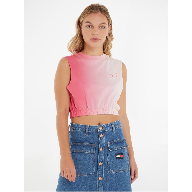 Tommy Hilfiger Růžový dámský crop top Tommy Jeans - Dámské