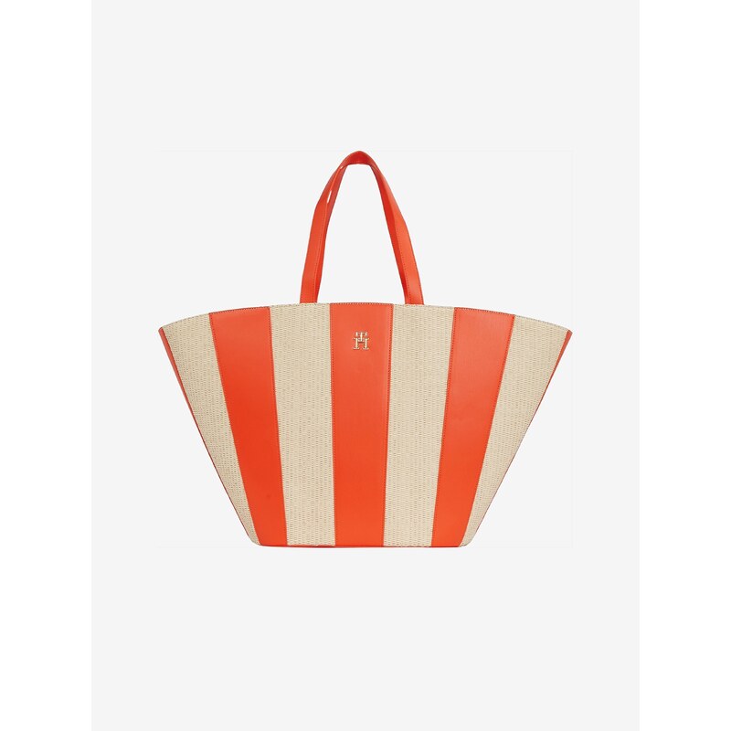Béžovo-oranžová dámská pruhovaná plážová taška Tommy Hilfiger - Dámské