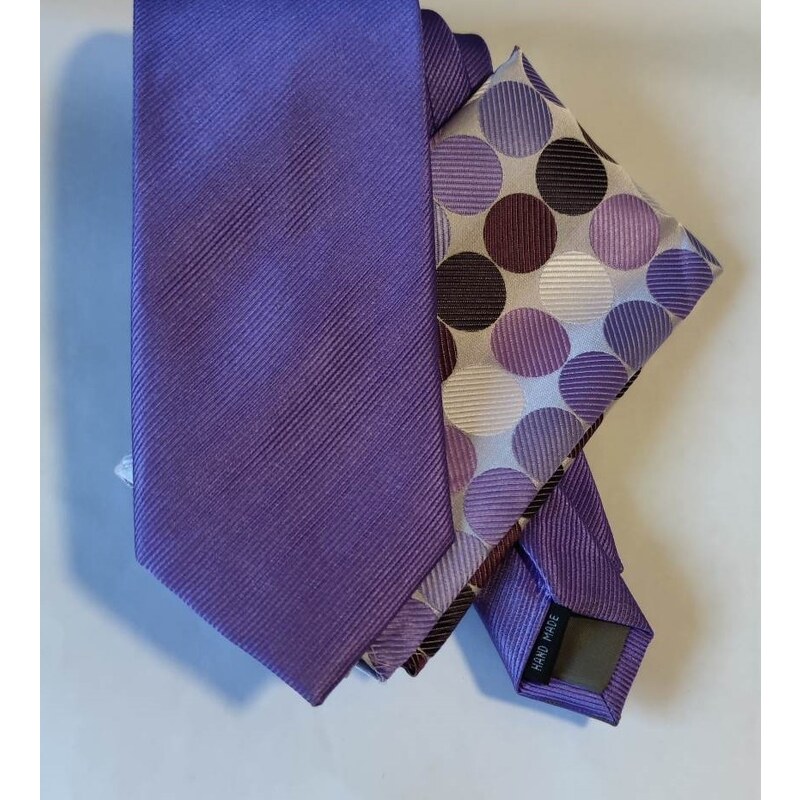 Vincenzo Boretti Luxusní set kravaty a kapesníčku - fialový 2