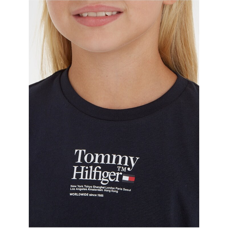 Tmavě modré holčičí tričko Tommy Hilfiger - Holky
