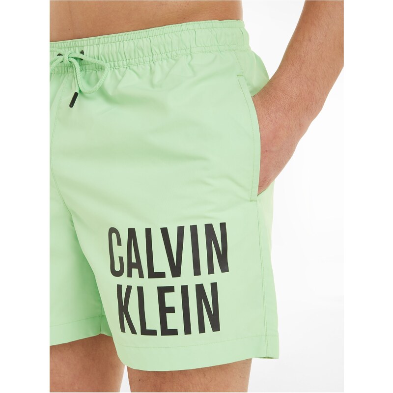 Světle zelené pánské plavky Calvin Klein Underwear Intense Power-Medium Dra - Pánské