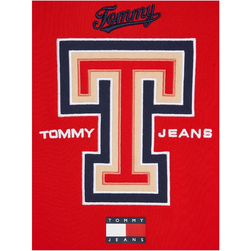 Tommy Hilfiger Červená pánská mikina Tommy Jeans Modern Sport T Crew - Pánské