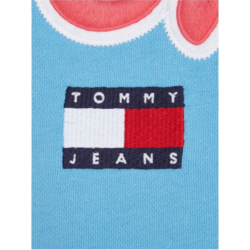 Tommy Hilfiger Světle modrá pánská mikina Tommy Jeans College Pop Text Crew - Pánské