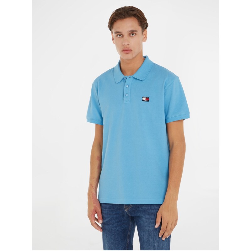 Tommy Hilfiger Světle modré pánské polo tričko Tommy Jeans Badge Polo - Pánské