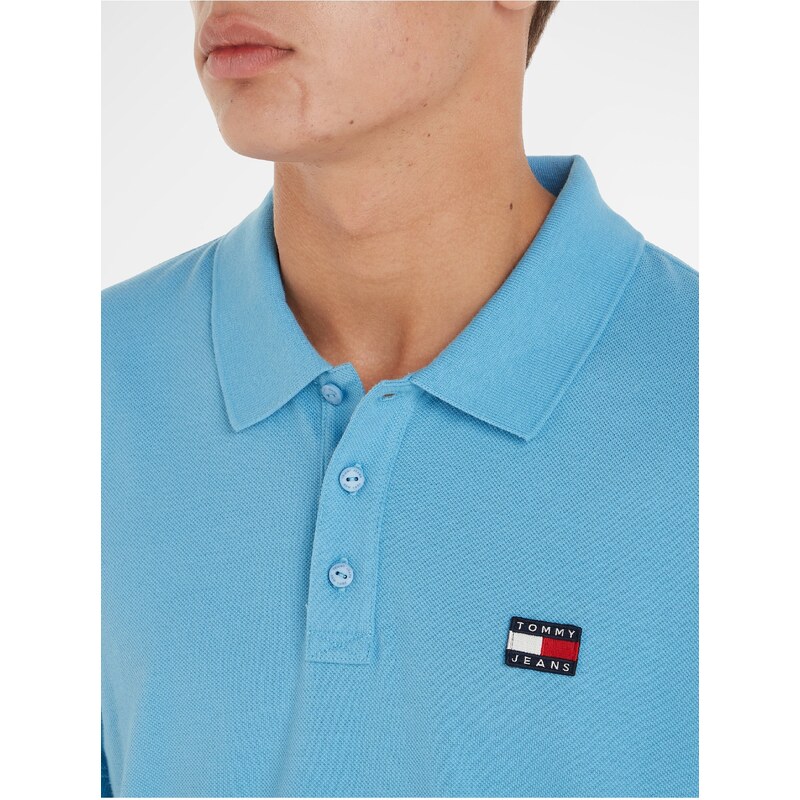 Tommy Hilfiger Světle modré pánské polo tričko Tommy Jeans Badge Polo - Pánské