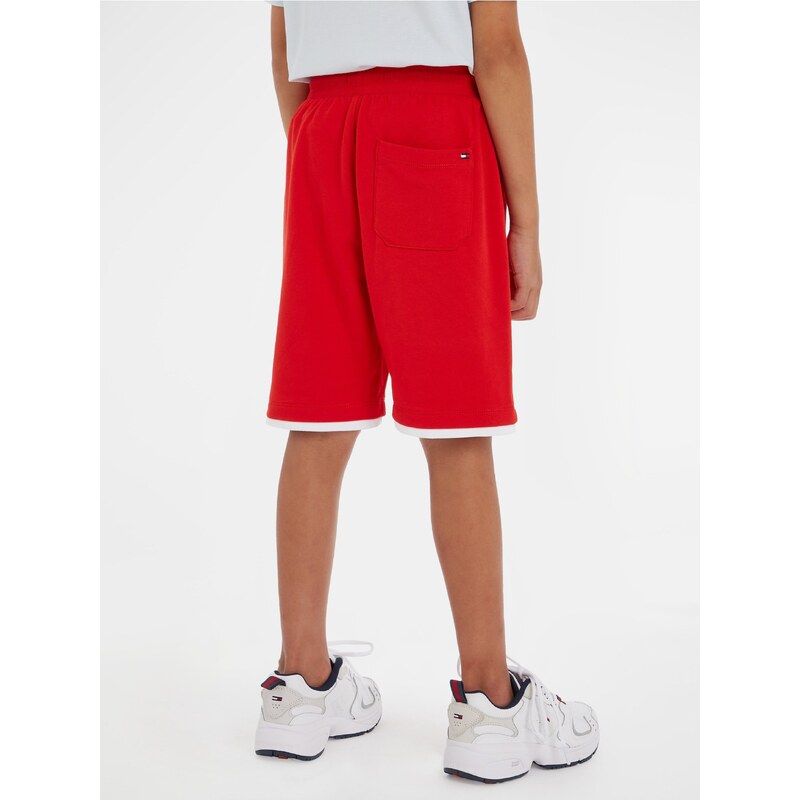 Červené klučičí kraťasy Tommy Hilfiger Tommy Varsity Sweatshorts TOMMY - Kluci